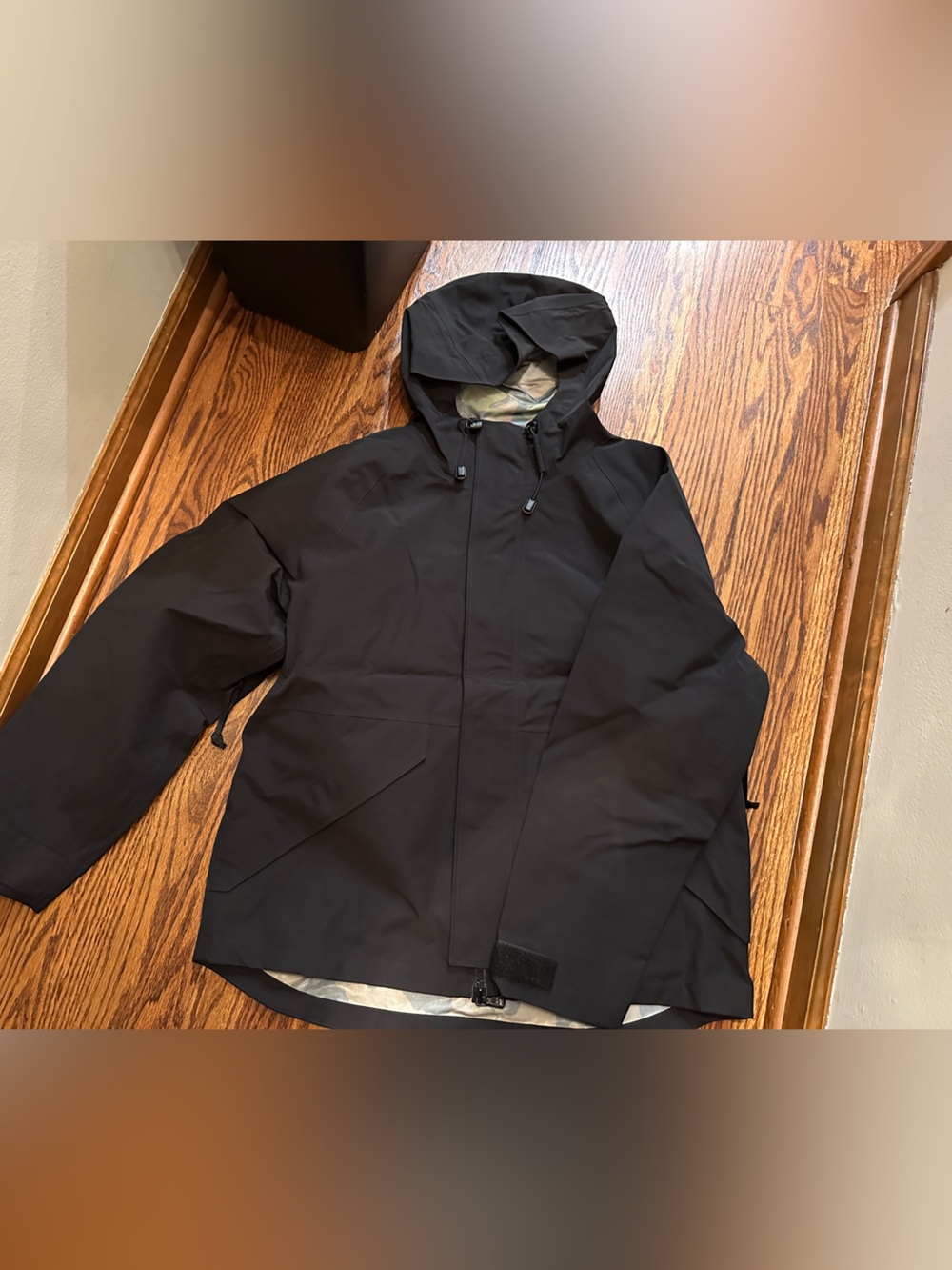 J. Crew Men's Military Black Hooded waterproof rain Jacket